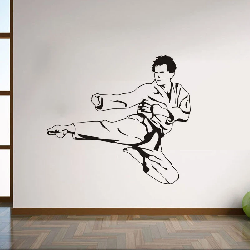 Taekwondo Arts Martiaux Combat Sport MMA Autocollant Mural Chambre Décoration Intérieure 25"X12"
