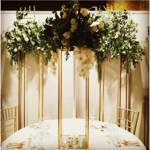 Свадебная металлическая ваза для цветов серебро или золото колонна-подставка для Свадебные украшения