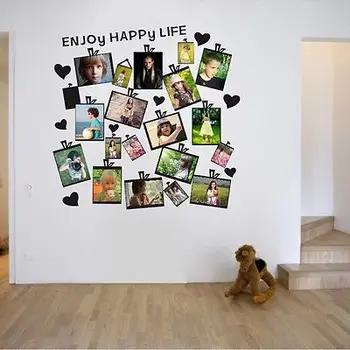 

Fashion Wall Stickers 20 PCS Picture Photo Frame Set Wall Black Sticker PVC Decal Decor Home Art DIY Removable Mural Home Decal