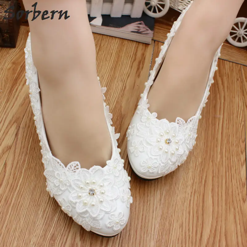 

Sorbern Ivory Shoes Woman Summer 2018 Heel Pearl Ankle Straps Flowers Bridesmaid Shoes Chunky Small Heels Pumps 3/5/8Cm Heels