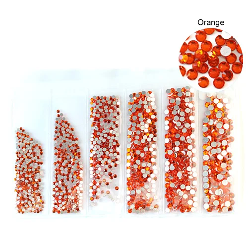 1 упаковка стеклянные стразы для ногтей разных размеров SS4-SS12 украшения для ногтей камни блестящие камни для маникюра 40 цветов E7042 - Цвет: Orange