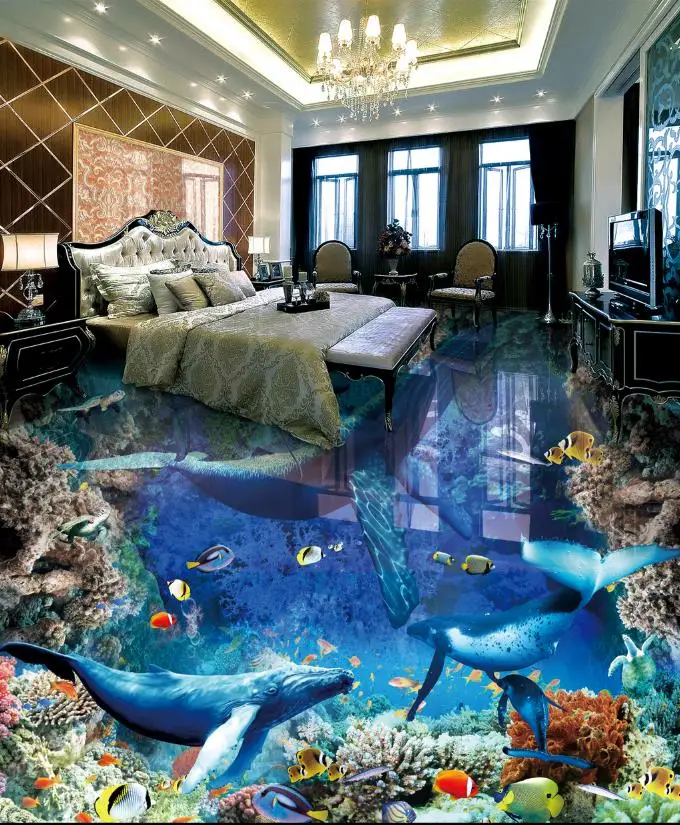 3d flooring wallpaper roll size Underwater World vinyl pvc kids bedroom | Обустройство дома
