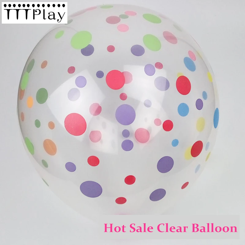 

50pcs/lot 12inch Printed Polka Dots Clear Latex Balloon Wedding Decoration Transparent Party Balloon Kid Birthday Party Supplies