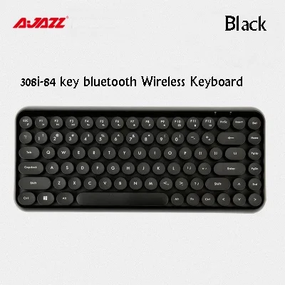 Ajazz 308i мульти-устройство СТИМ панк ретро круглый колпачок Универсальная Bluetooth беспроводная клавиатура для телефона, планшета, ноутбука - Цвет: Черный