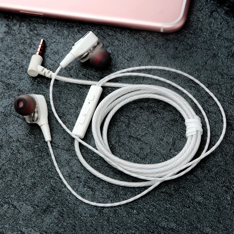 RUKZ ER2 двойной динамический привод динамик HiFi наушники с микрофоном для IPhone XiaoMi
