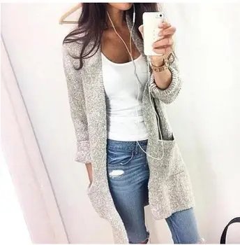 

Autumn Winter Fashion Women Long Sleeve Loose Knitting Cardigan Sweater Women Knitted Female Cardigan Pull Femme