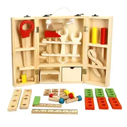 Деревянный притворяться игрушки, имитация техническое обслуживание Toolbox гайка демонтажа для детей детские головоломки подарочный набор