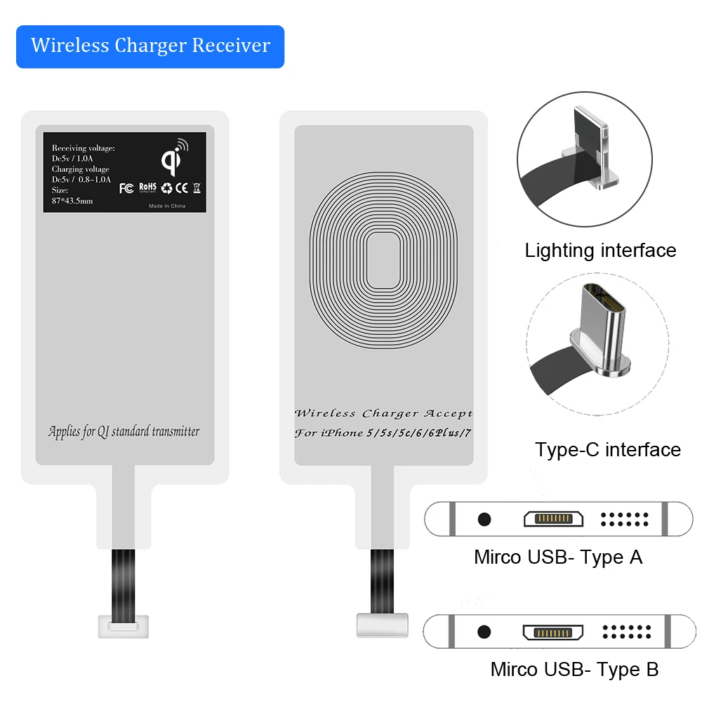 For Android Phone Wireless Charger Receiver Universal