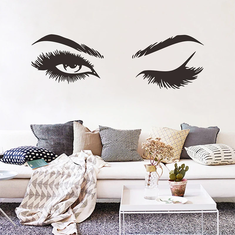 FREE P/&P! WINKING EYE Lashes Vinyl Wall Art Decal Sticker Decal Various Colors