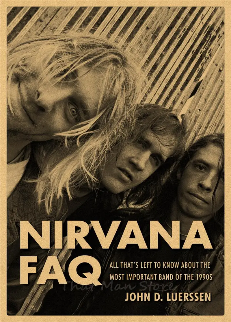 ВИНТАЖНЫЙ ПЛАКАТ Nirvana Kurt Cobain dormitory крафт-рок-оркестр декоративная живопись постер ретро-плакат/40*30 см - Цвет: Серебристый