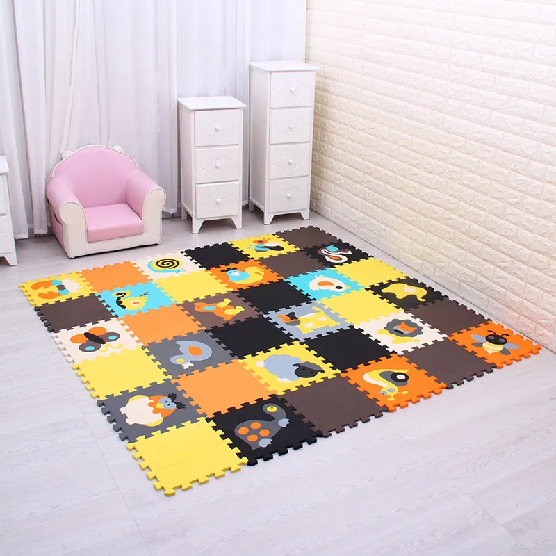 Kid's Puzzle Play Mat Cartoon Animal Solid Color EVA Foam Mats Baby Toys Gym Game Pad Crawling
