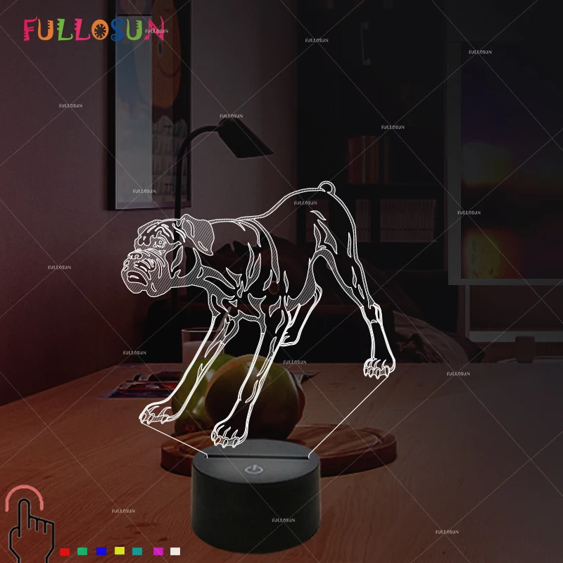 Боксеры светодиодные лампы красочные мигает 3D собака ночник лампа креативный