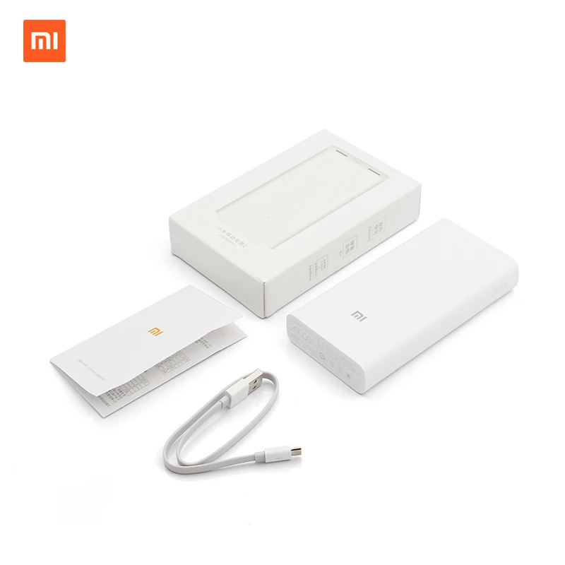 Xiaomi Mi внешний аккумулятор емкостью 20000 мА/ч 2C с двумя usb портами Двусторонняя