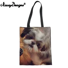 Бесшумные дизайны Shih Tzu Pet Dog Print Женская сумка шоппер модная сумка через плечо для девочек Школьный рюкзак женская книга для путешествий сумка