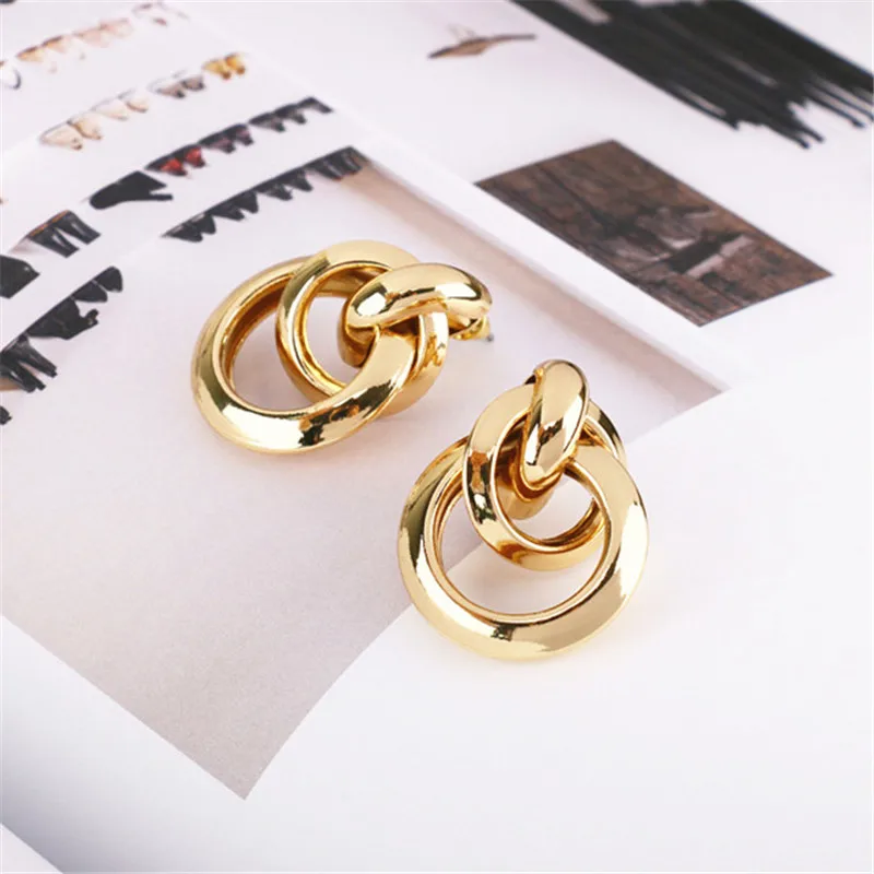 Exaggerated large gold earrings women retro metal geometric earrings hipster Vintage earrings wholesale Beautiful earrings