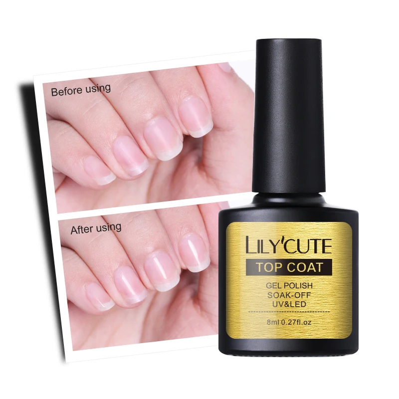 

LILYCUTE 2-in-1 Base Top Coat UV LED Gel Polish 8ml Soak Off Nail Art Gel Varnish Long Lasting Manicure Design