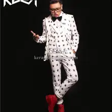 Горячая новинка года мужская одежда белая куртка с черными звездами Штаны костюм жилет мужские костюмы свадебное платье