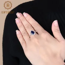 Жемчужное балетное 1.76Ct натуральное синее сапфировое кольцо из драгоценных камней 925 пробы Серебряное обручальное Брендовое кольцо модное ювелирное изделие