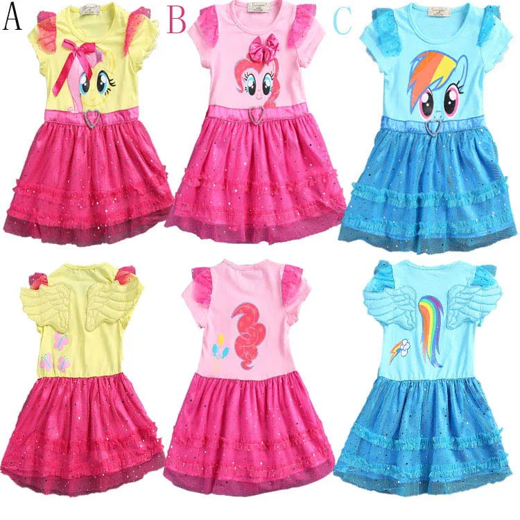 2018 little girls new fashion color gauze dress girl tutu dress My pony kids cartoon princess