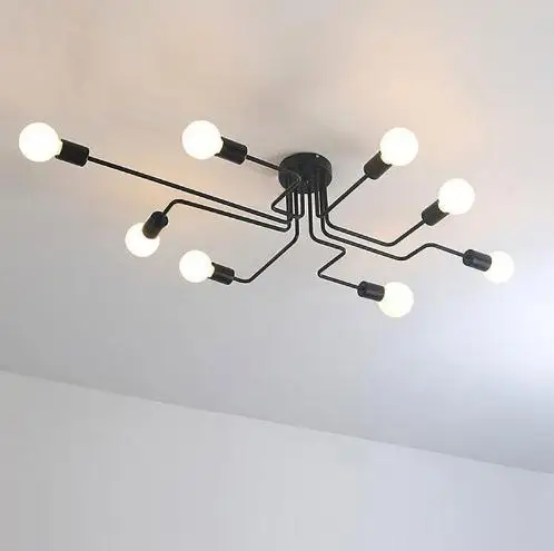 Us 25 52 12 Off Black Iron 4 6 8 Heads Edison Industrial Loft Ceiling Lights Nordic Pipe Wrought Iron Ceiling Light Lamp For Home Decor Bar In