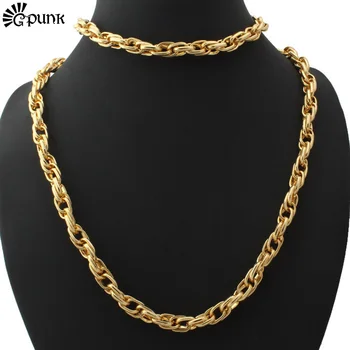 

Jewelry Sets Fashion New yellow Gold color Twisted High Quality Necklace Bracelet For Men (VITO S5539)