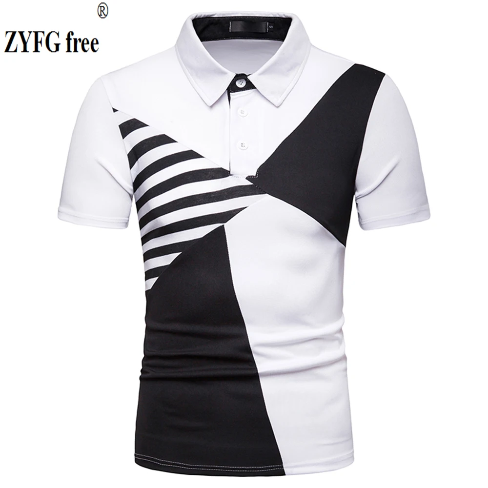 

ZYFG free men polo casual splice casual short-sleeved polo shirt gentleman gentleman tide high quality male tops