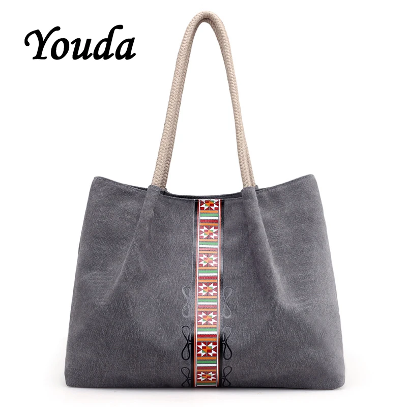 

Youda 2018 New Canvas Handbags Art Fresh Retro Printed Shoulder Bag Portable Large-capacity Shopping Bags