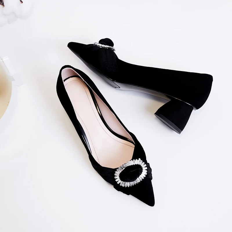Imitación Black 43 Hebilla Calzado Tamaño 33 Alta Terciopelo Zapatos Diamante en Primavera Mujeres Cómodo Gran Slip green Calidad Estilo Mujer Las De Bombas qSgxt17wn