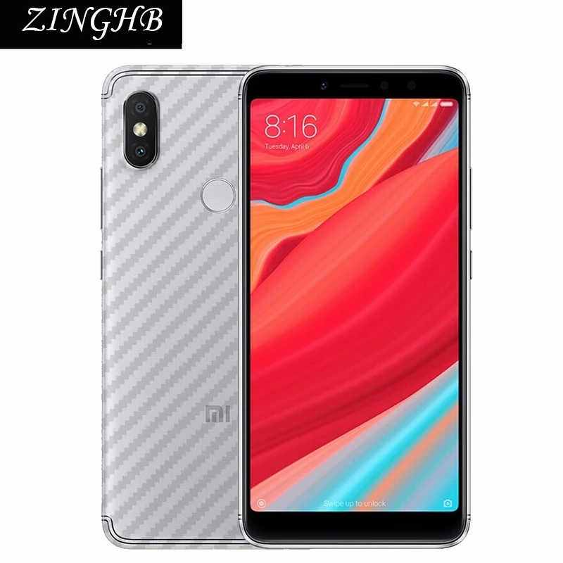 2 шт./лот Вернуться углеродного волокна Стикеры для Xiaomi Redmi S2 5 99 &quotпрозрачный