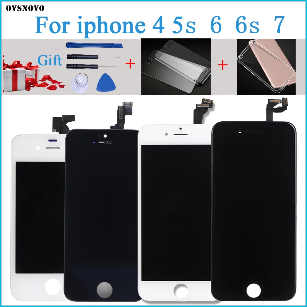 

100% Test AAA+++ LCD Replacement For iPhone 6 6s LCD Display Digitizer Assembly For iPhone 7 Screen+Tools+Protect Film+TPU Case