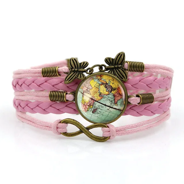 Trendy Leather Armbanden New 2018 Simple Fashion World Time Bracelet