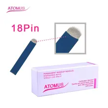 Фирма atomus 50 шт. 18/16 Pin 3D microblading аксессуары u-образный ТАТУИРОВКИ ИГЛЫ Перманентный макияж ручная Татуировка бровей ручка