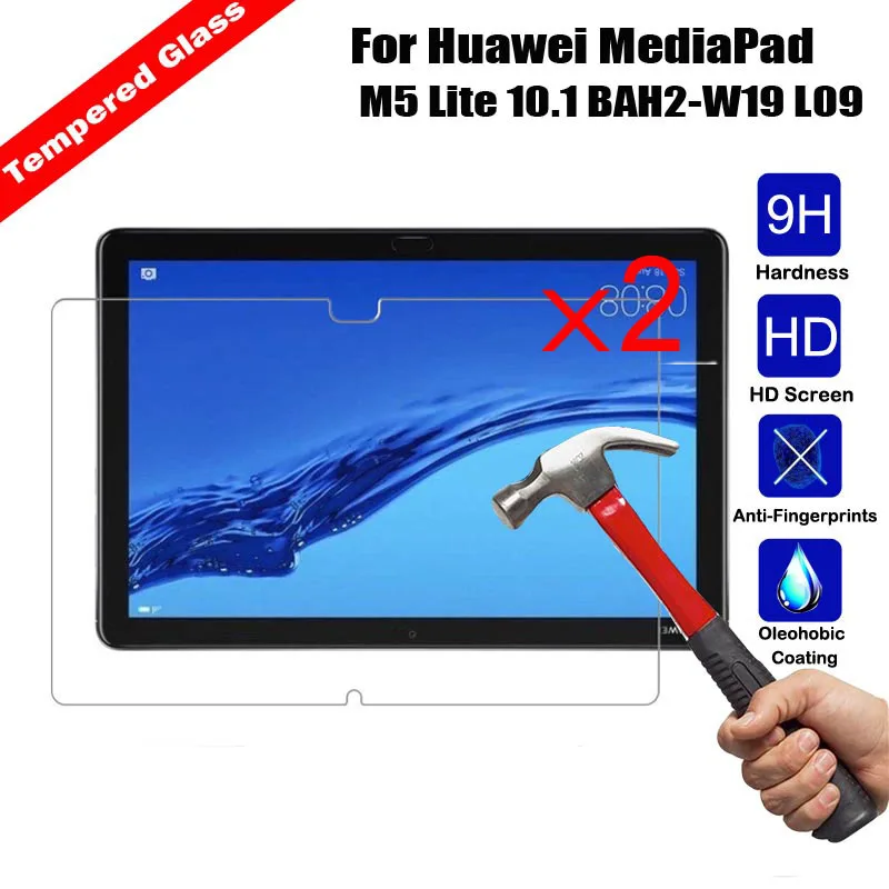 9H Hardness Genuine Tempered Glass Tablet Screen Protector For Huawei MediaPad M5 Lite 10.1 BAH2-W19 L09 Ultra Clear Glossy Film |