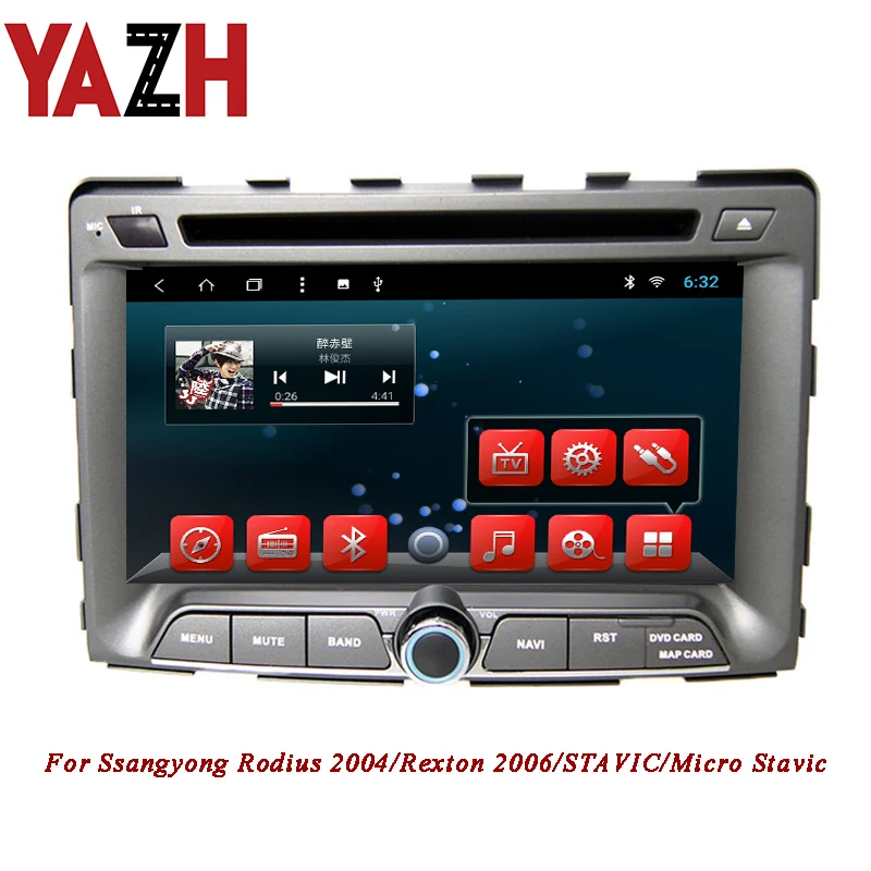 Top YAZH 2 Din Car Radio CD DVD Player For Ssangyong Rodius 2004/Rexton 2006/STAVIC/Micro Stavic Android Stereo Multimedia GPS SWC 0