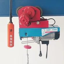 600 кг-1200 кг 12-30M 220 В 50 Гц 1 фаза, все-в-одном, небольшая электрическая лебедка с стальным тросом на колесиках, мини-блок крана