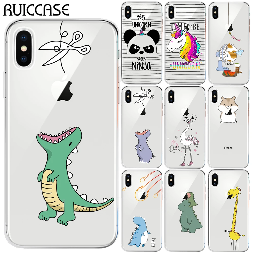 Мягкий чехол RUICCASE из ТПУ с милыми животными для iPhone XR XS Max 5 5S SE X 6 6S 7 8 Plus единорогом