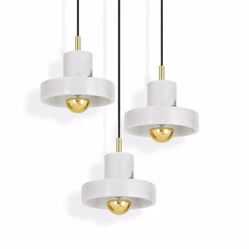 

Modern simple Marble pendant light Creative personality round shape hotel Foyer restaurant decoration art LED pendant lamps