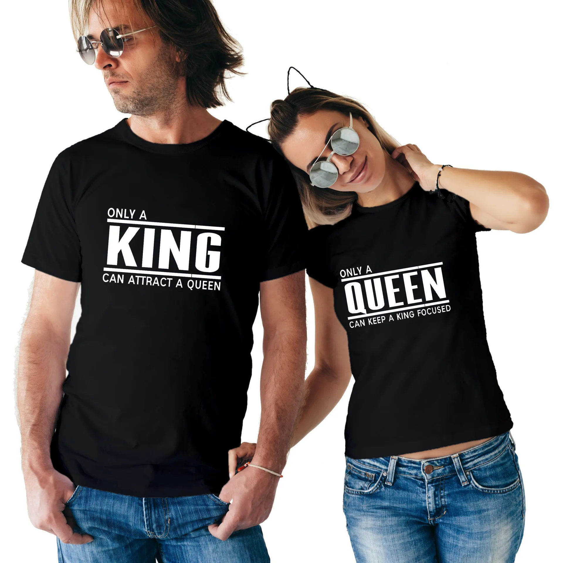 Женская футболка с надписью Only A King Can attend Queen уличная короткими рукавами высокое