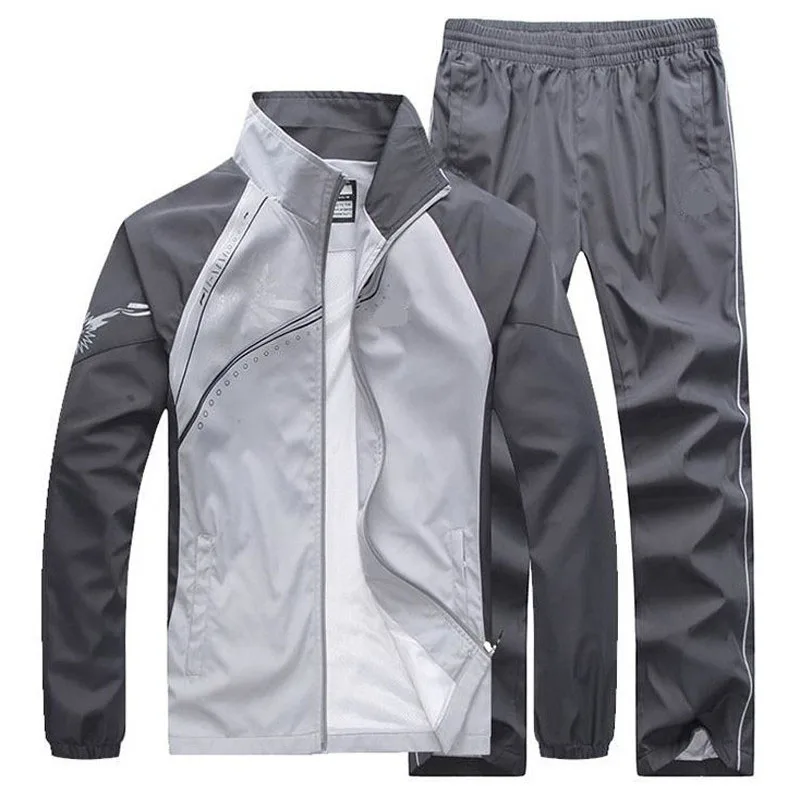 

2019 New Men's Set Spring Autumn Men Sportswear 2 Piece Set Sporting Suit Jacket+Pant Sweatsuit Male Clothing Tracksuit Size 5XL