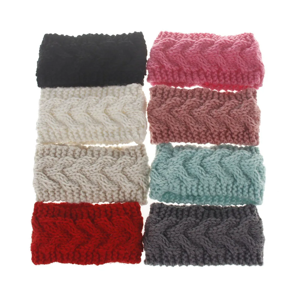 

2019 Knitted Headband Crochet Elastic Turban Hairband Head Wrap Ears Warmer Headwear Toddler Headbands Hair Accessories Fashion