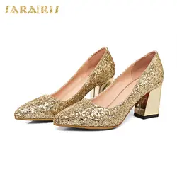 SARAIRIS/Лидер продаж, оптовая продажа, большие размеры 43, свадебные женские туфли для невесты, женские туфли-лодочки, блестящие туфли-лодочки