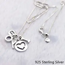 925 пробы серебряные подвески I Love You цепочки и ожерелья для женщин оригинальные модные талисманы Европейский Стиль Jewelry CKK