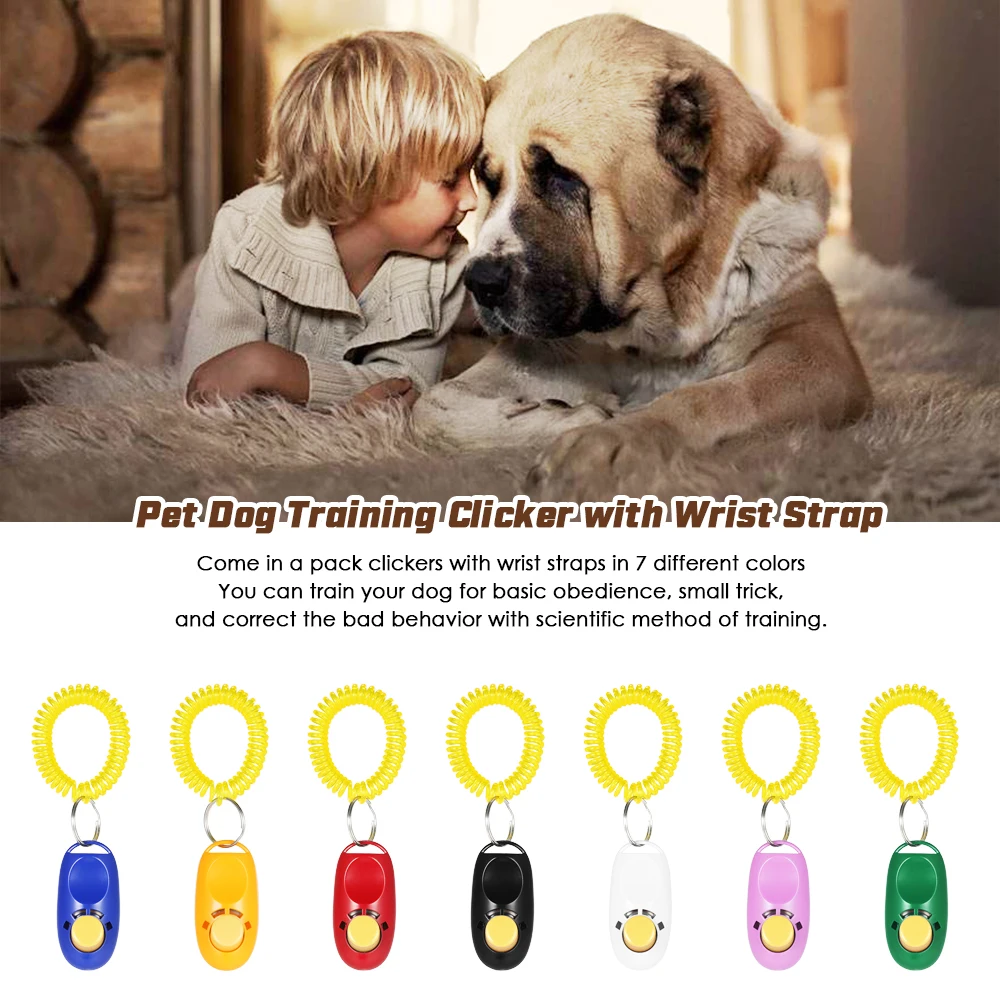New 7 Pack Pet Dog Training Clicker Trainer Aid Wrist Clicker Tool for