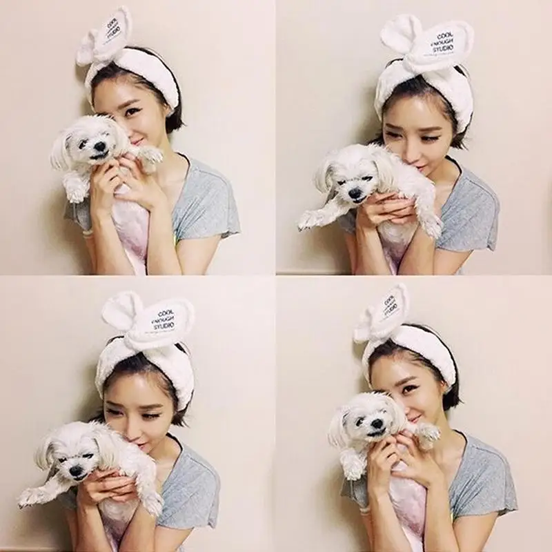 

New Rabbit Ear Soft Towel Hair Band Wrap Headband Turban Bow Knot Headband