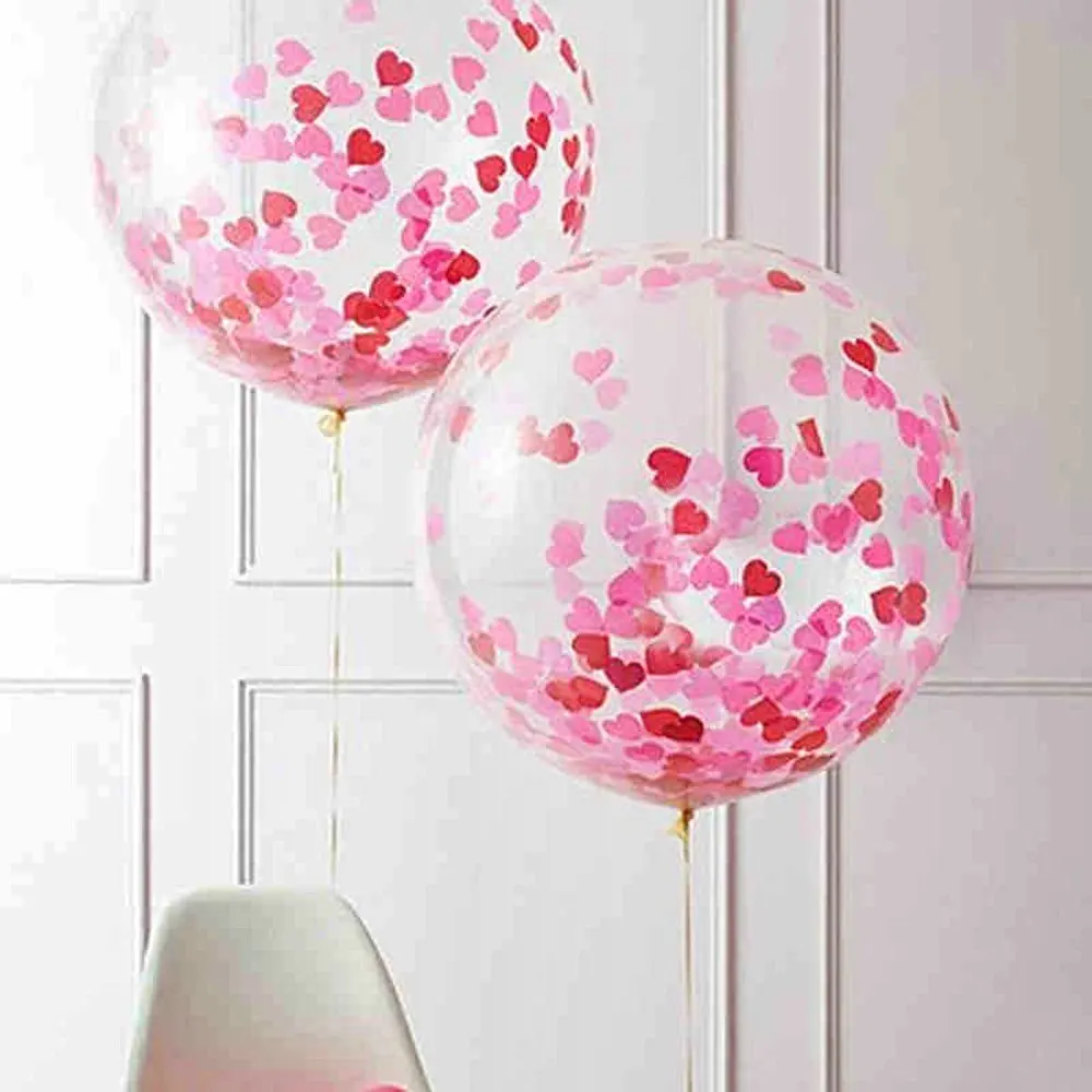 12" CLEAR Confetti Balloons Latex Mix heart Birthday Hen Party Wedding DECOR UK