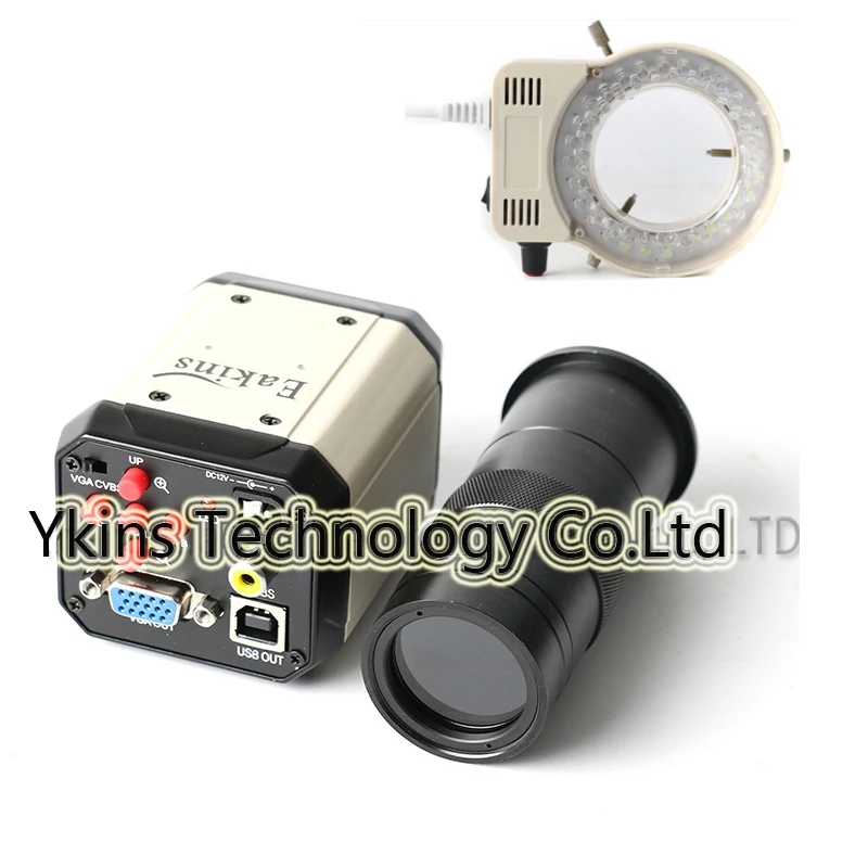 

2.0 HD 3 in 1 Digital Industrial Microscope Industrial Camera Magnifier VGA USB AV TV Output + 130X C Interface Lens +56LED