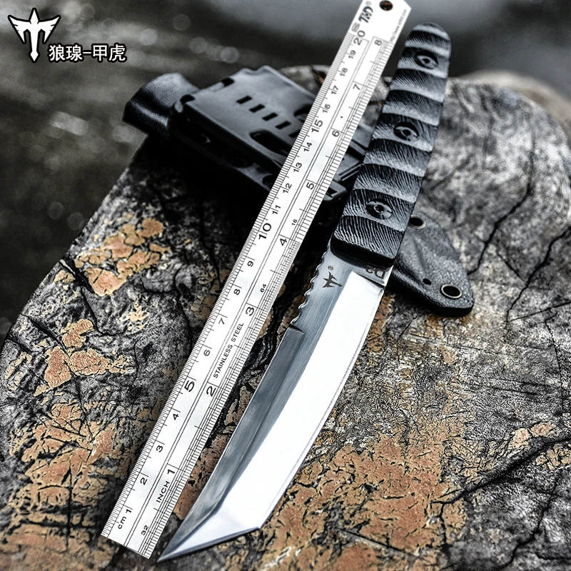 voltron D2 steel special forces wild survival knife, outdoor self-defense straight knife, jungle survival knife