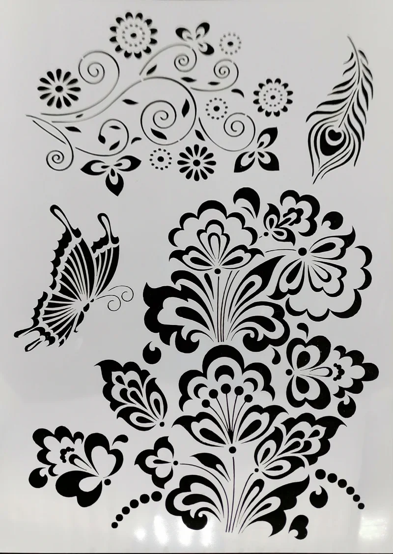 Цветок бабочка ПВХ Многослойные трафареты для Diy альбом раскраска, живопись трафарет, домашний декор diy и т. д. изображение продукта