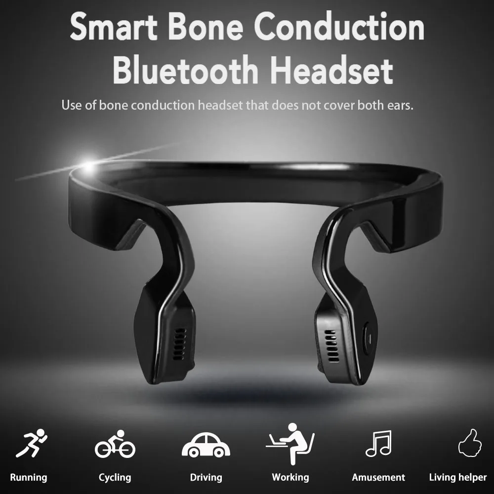 

S6 Bone Conduction Wireless Bluetooth Headset Outdoor Sports Headphone Earphone Hands-free with Mic for Smart Phones Tablet PC