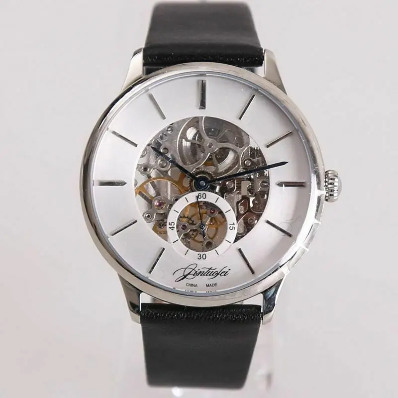 Seagull MVT Мужские механические часы с ручным заводом ультра тонкий Skelenton платье